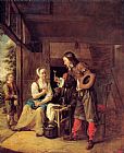 Woman Canvas Paintings - A Man Offering a Glass of Wine to a Woman